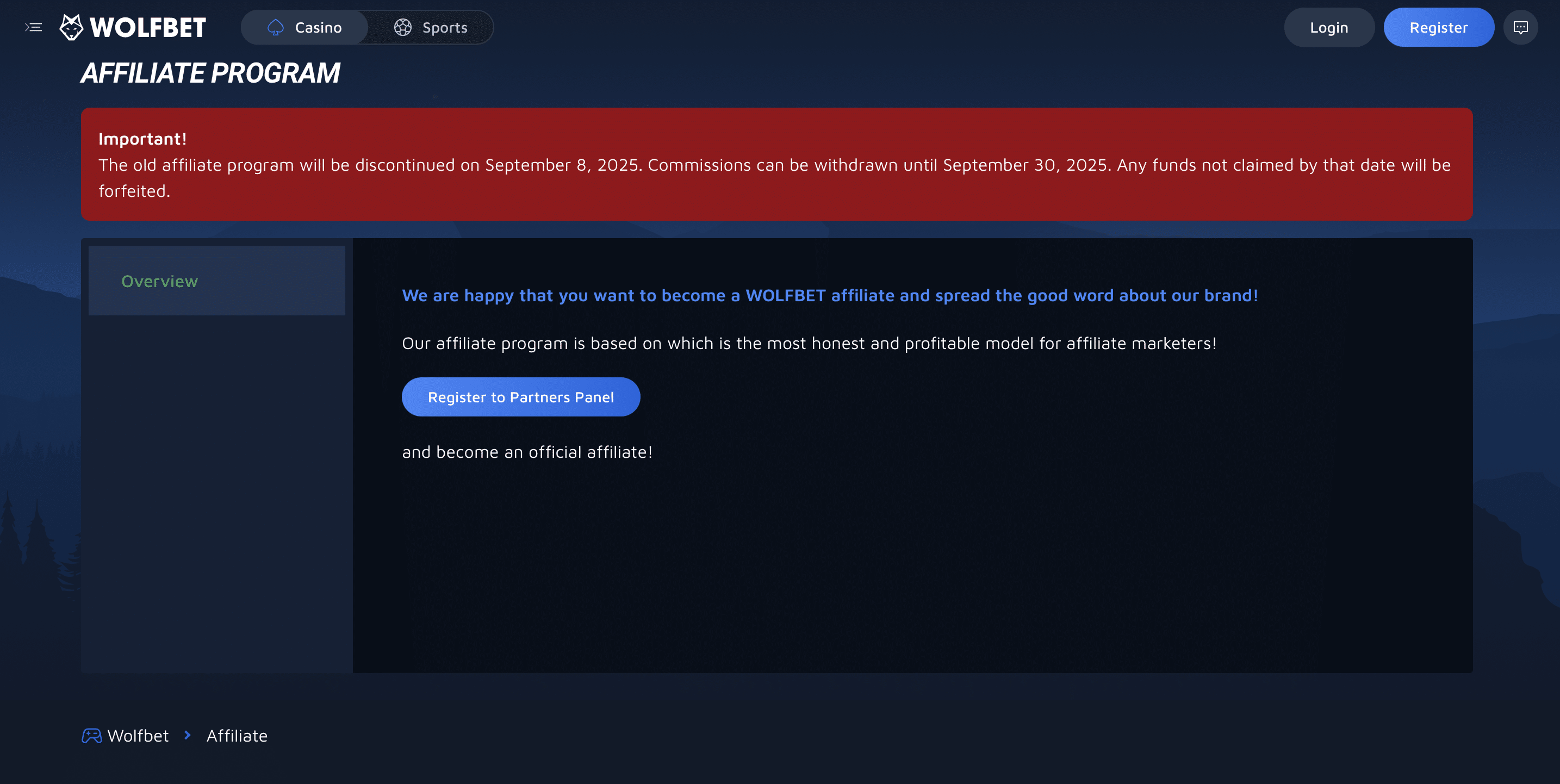 wolf bet partners bitcoin casino affiliate program