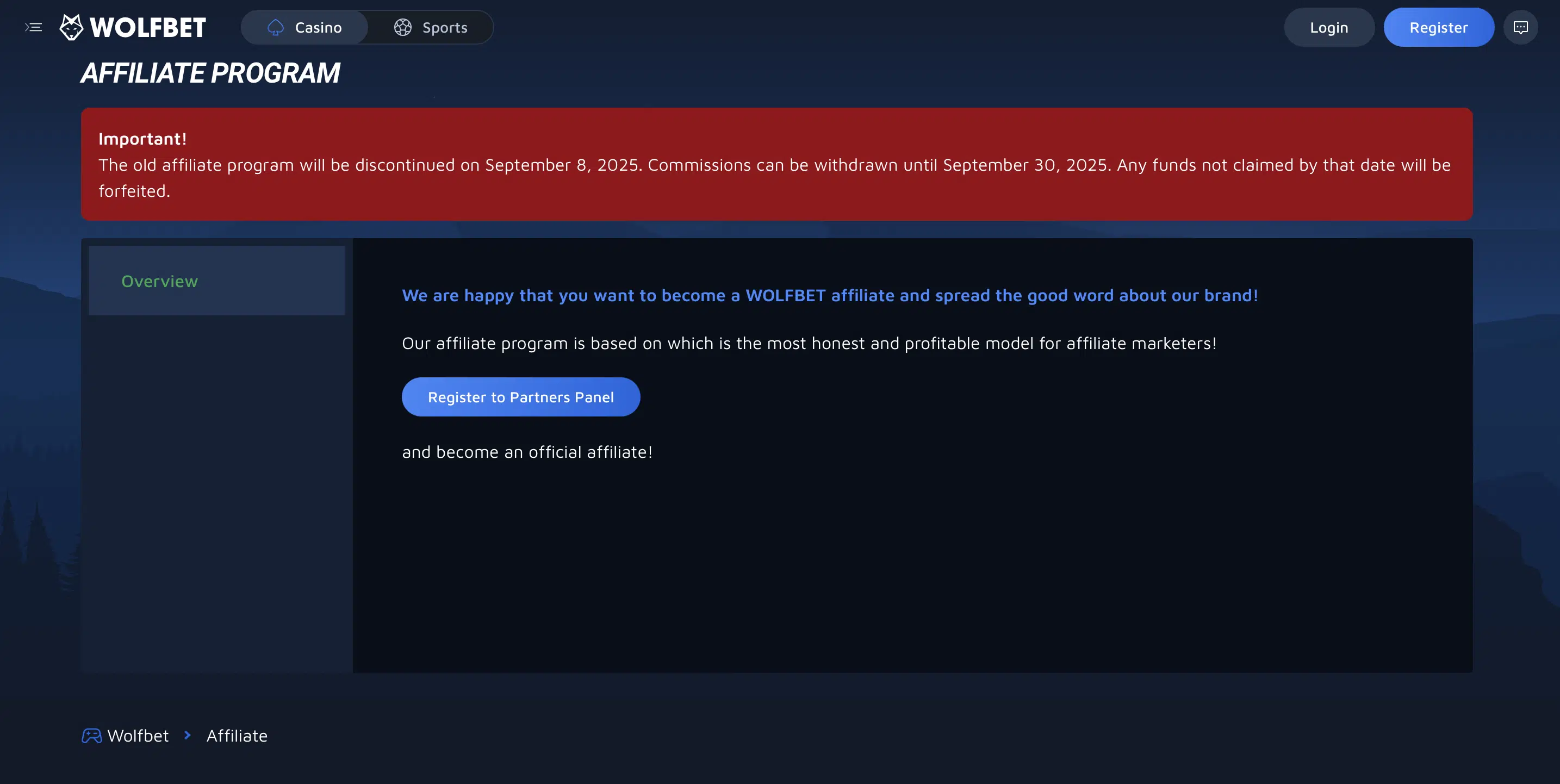 wolf bet partners bitcoin casino affiliate program