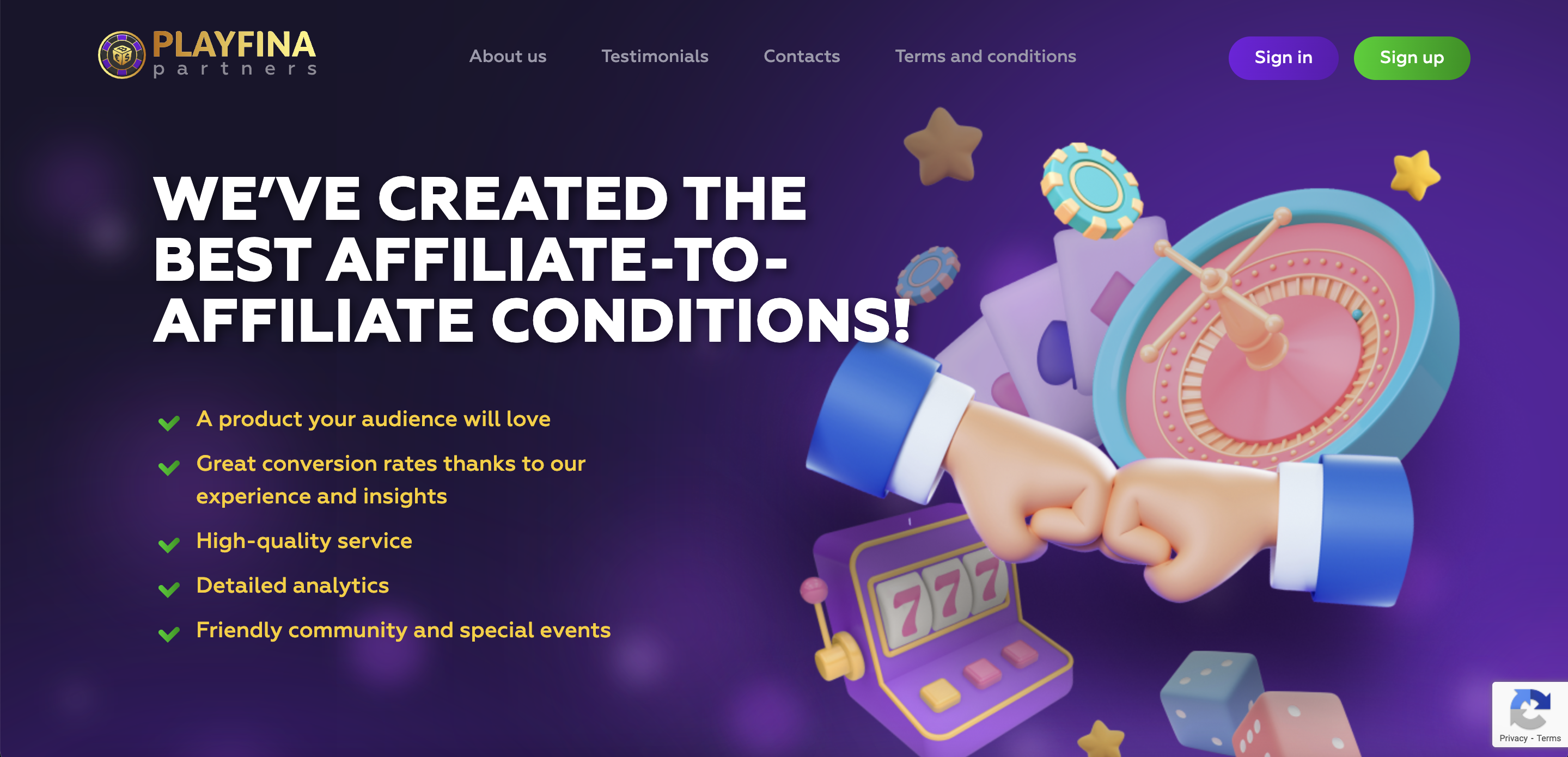 playfina partners website