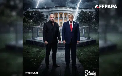 Trump posts controversial UFC promo with Stake logo