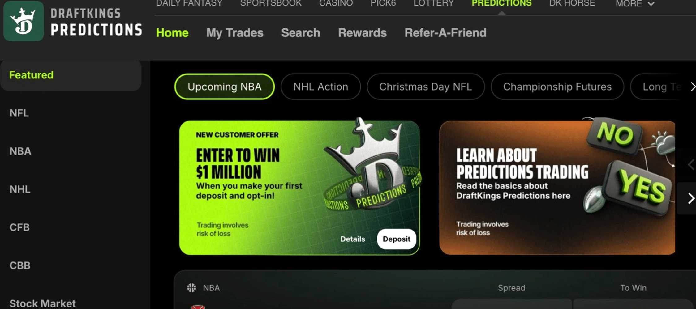 draftkings predictions prediction market app
